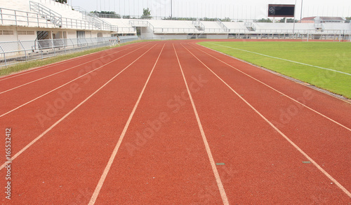 Running track and stadium field.