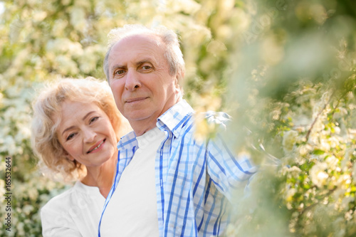 Happy senior couple near bl...