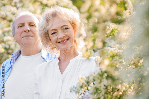 Happy senior couple near bl...