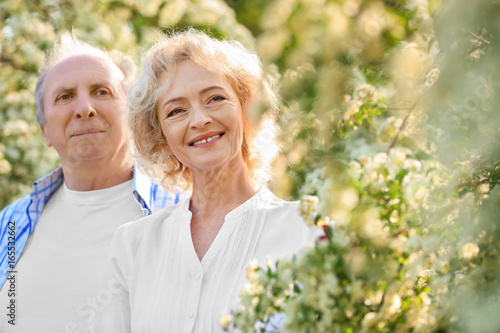 Happy senior couple near bl...