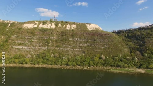 Aerial View. Dniester river, spring landscape Dniester Canyon photo