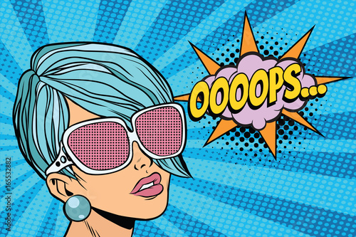 oops beautiful woman with opaque sunglasses