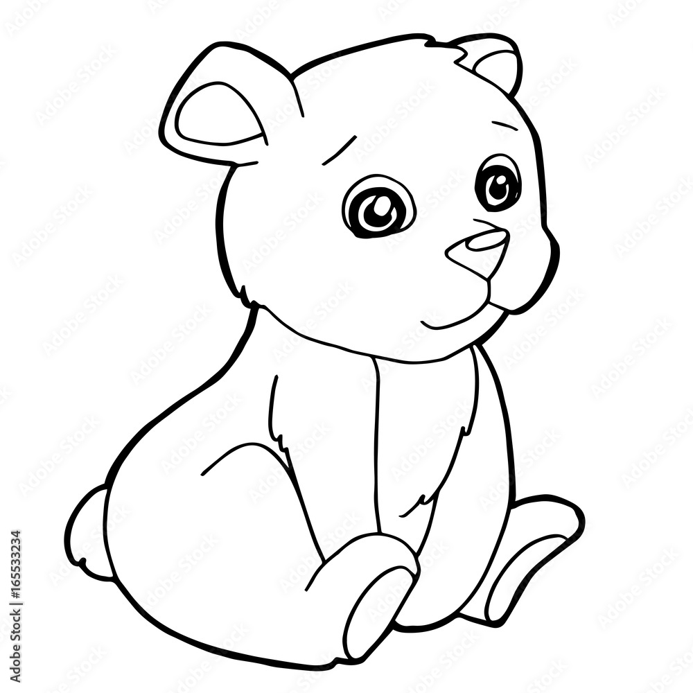Fototapeta premium cartoon cute bear coloring page vector illustration 