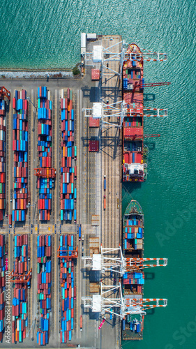 container ship in import export and business logistic