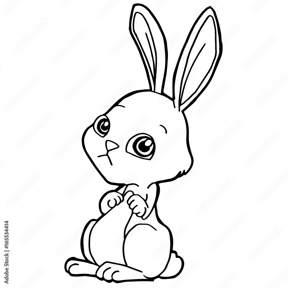 cartoon cute rabbit coloring page vector illustration
