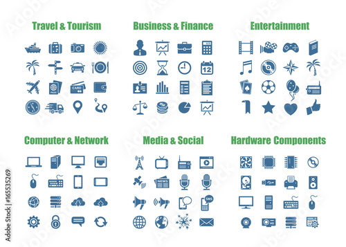 100 universal vector icons - Computer Networks, Media and Social.