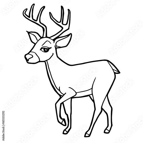 cartoon cute deer coloring page vector illustration 