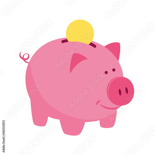 rosa sparschwein mit geld füttern