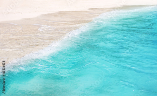 View of sea waves and beautiful beach at resort