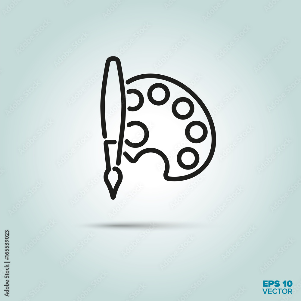 palette and paintbrush line icon palette and paintbrush line icon