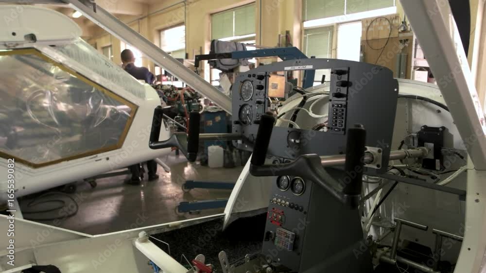 Stockvideo Dashboard of small airplane. Controls in aircraft cockpit