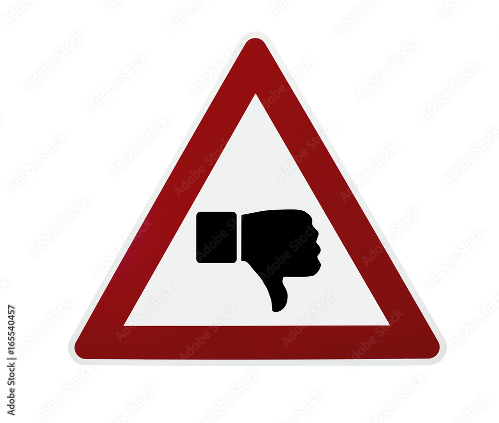 Warnschild Daumen runter Warnschild Daumen runter
