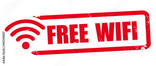 Free WiFi hotspot wireless signal - red rubber stamp vector icon
