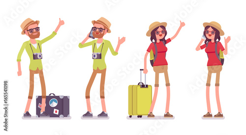 Tourist man and woman set