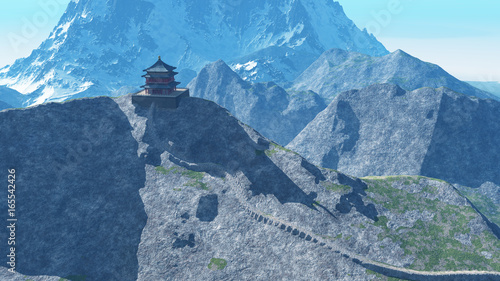 Sun temple - Buddhist shrine in the Himalayas 3d rendering