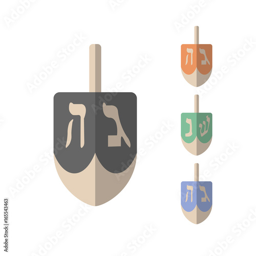 vector chanukah dreidels in various colors photo