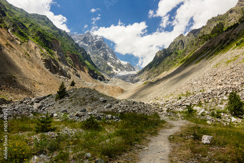 Path in Caucasus mountains to Chalaadi glacier