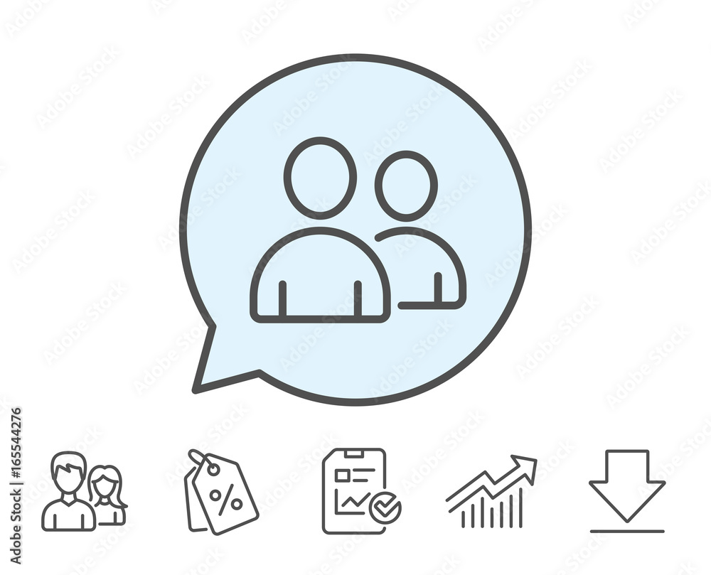User line icon. Couple or Group sign. Person silhouette symbol. Report, Sale Coupons and Chart line signs. Download, Group icons. Editable stroke. Vector User line icon. Couple or Group sign. Person silhouette symbol. Report, Sale Coupons and Chart line signs. Download, Group icons. Editable stroke. Vector