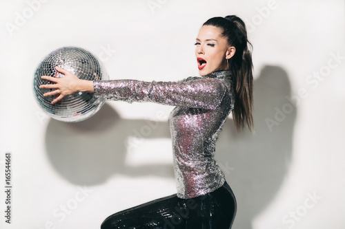 Woman with disco ball 