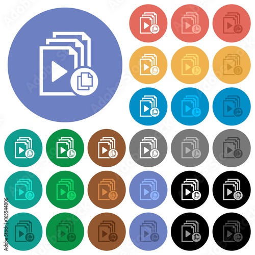 Copy playlist round flat multi colored icons