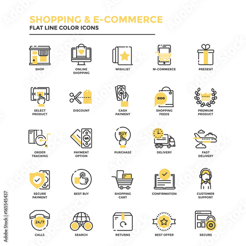 Flat Line Icons- Shopping and E commerce