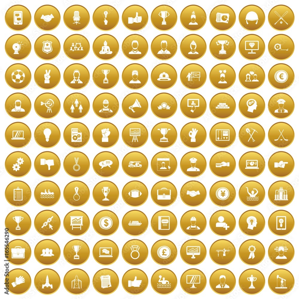 100 leadership icons set gold 100 leadership icons set gold