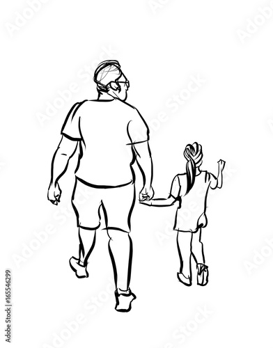 father and daughter cartoon sketch