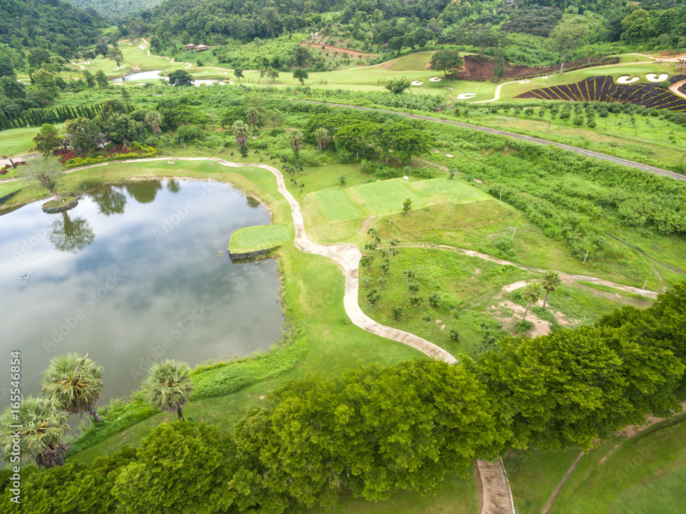 Aerial view of beautiful golf course