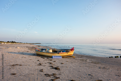 Small Boat With Equipment At Hiddensee Island Beach, Germany