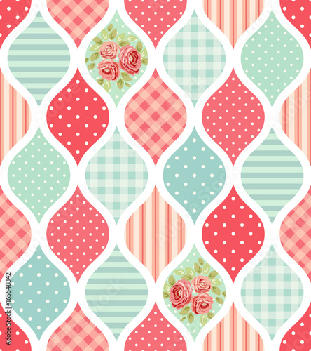 Cute seamless vintage pattern as patchwork in shabby chic style ideal for kitchen textile or bed linen fabrics