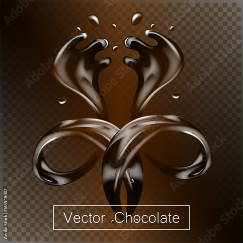 Splashing and whirl chocolate liquid for design uses isolated 3d illustration