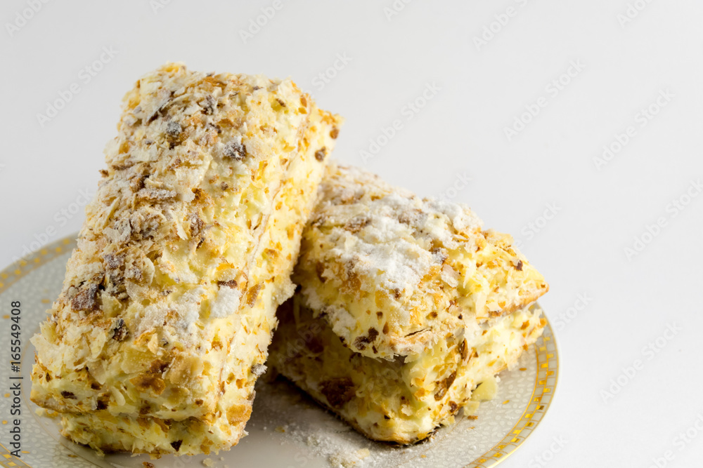 napoleon cake isolated on white napoleon cake isolated on white