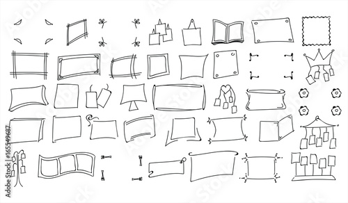 Set of hand drawn doodle style photo frames