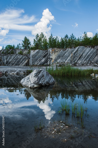 Famous beautiful marble quarry Ruskeala, Karelia, Russia photo