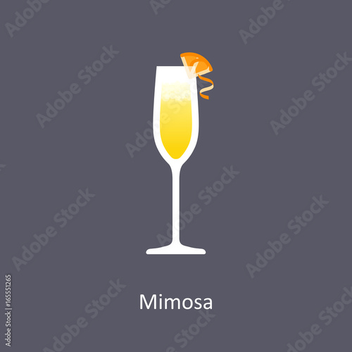 Mimosa cocktail icon on dark background in flat style