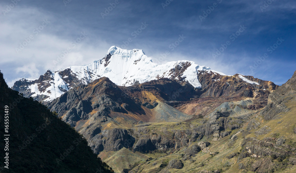 high mountain peak of Nevado San Juan in the Cordillera Blanca in the Andes in Peru