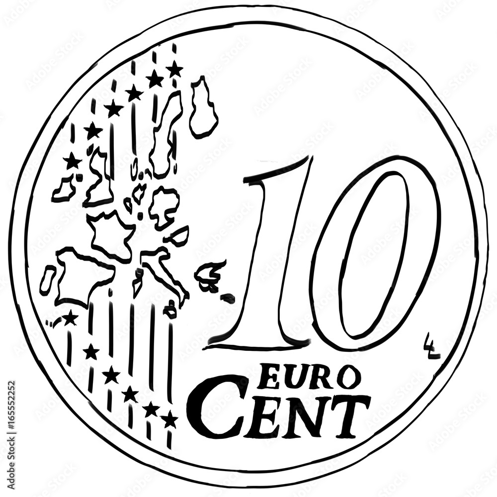 10 euro cent hand drawn Stock Illustration