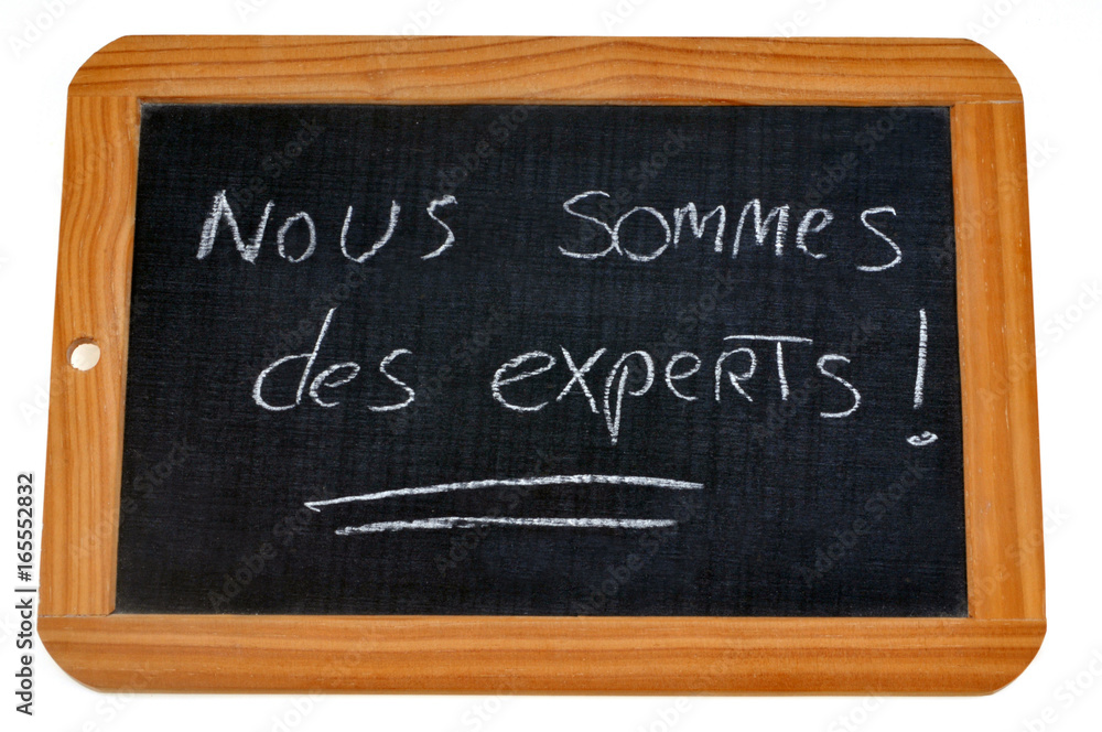 Nous sommes des experts écrit sur une ardoise Nous sommes des experts écrit sur une ardoise