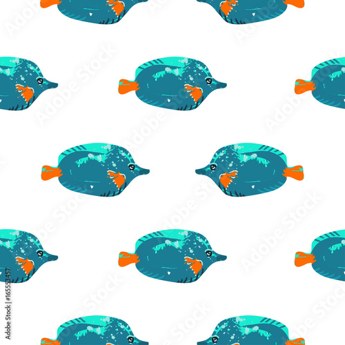 Seamless pattern with fishes