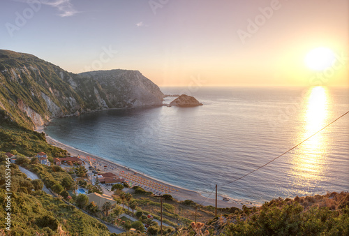 Petani beach at sunset, Kefalonia, Greece