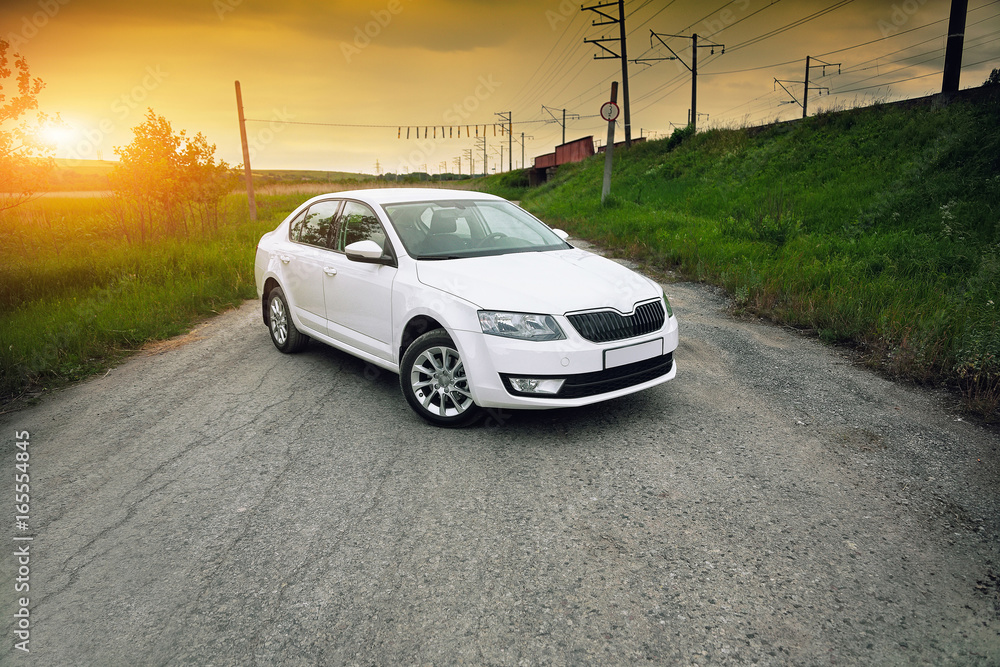 Front-side view of a car Stock Photo | Adobe Stock