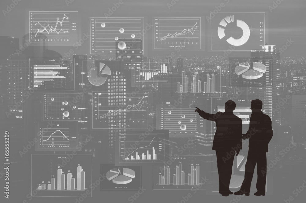 Financial graphs analysis and Businessman Financial graphs analysis and Businessman
