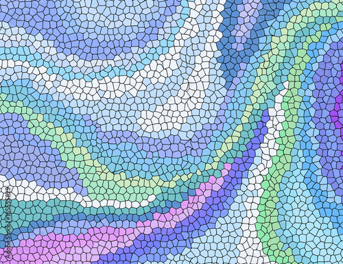 Multicolored stained glass, vector abstract hand-drawn pattern. Bright mosaic vector background with sea wave. Modern illustration.