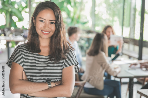worker first business meeting in a cafe