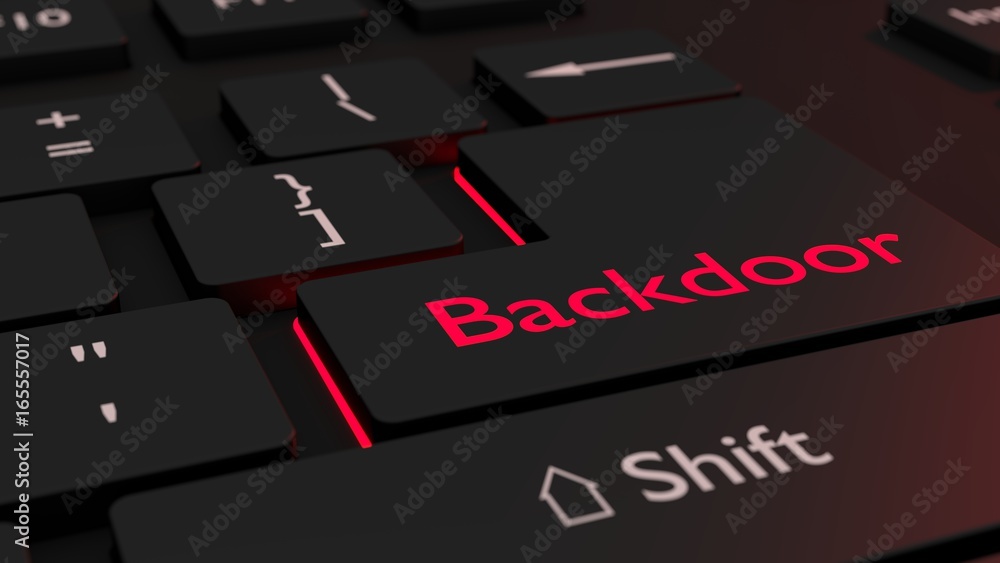 Fototapeta premium Black backdoor keyboard cybersecurity concept