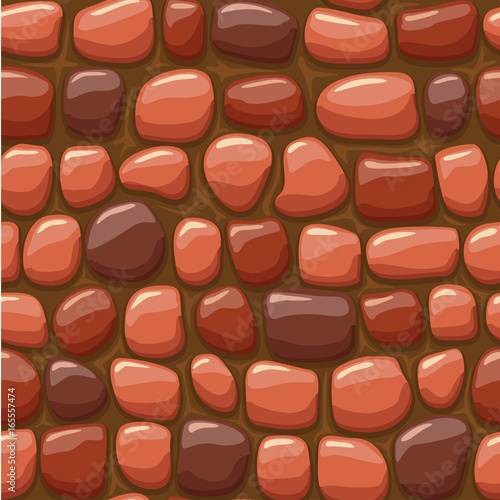 view from above cartoon red stone texture, vector seamless background