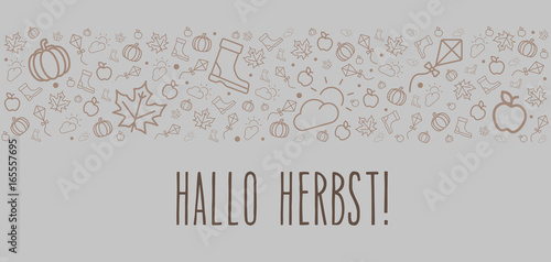 Karte mit Hallo Herbst mit Icons saisonal