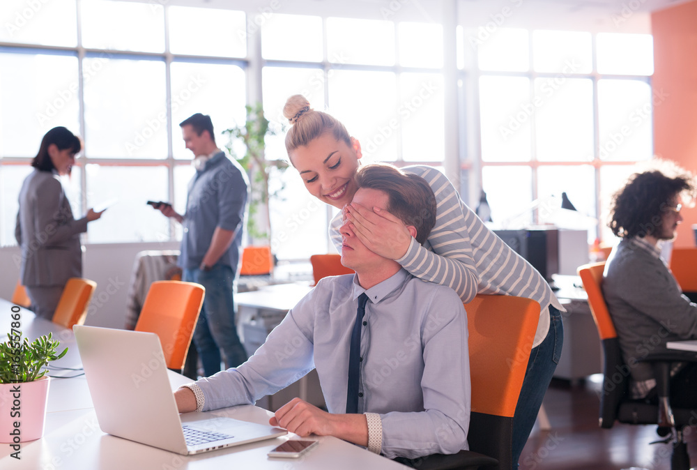 Two Business People Working With laptop in office Two Business People Working With laptop in office