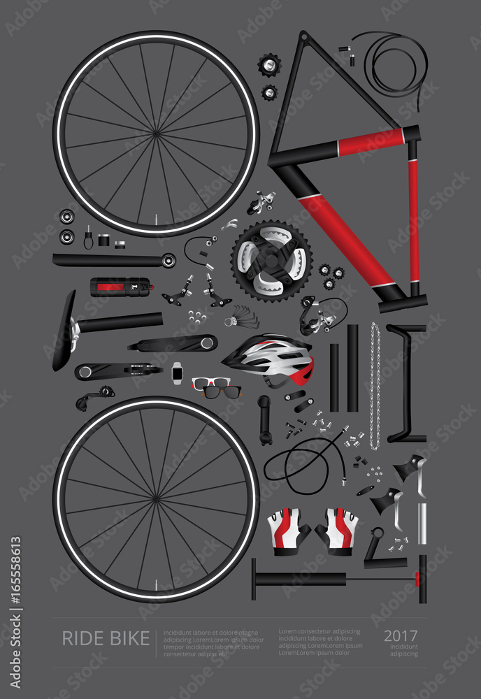 Fototapeta premium Bicycle Assembly Poster Advertising Vector Illustration