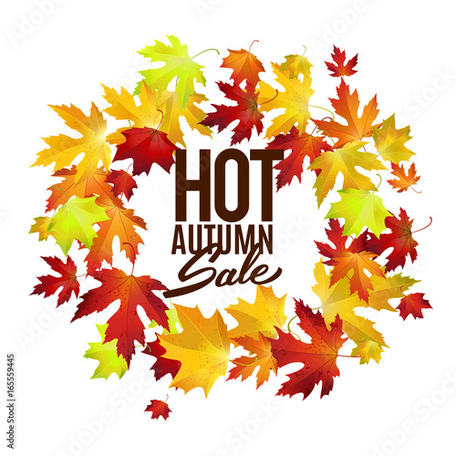 Hot autumn sale advertisement banner  poster  retail  discount  vector illustration